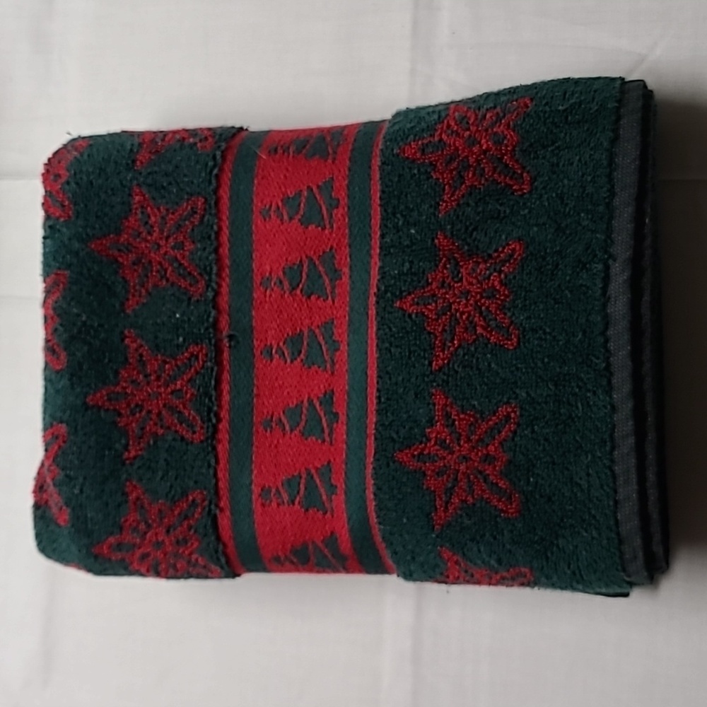 Vintage Leshner Renaissance 100% Cotton Terry Christmas Holiday Bath Towel 26x49